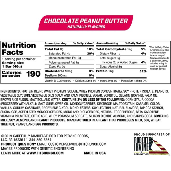 FITCRUNCH Snack Size Protein Bars, Designed by Robert Irvine, World’s Only 6-Layer Baked Bar, Just 3g of Sugar, Gluten Free, High Protein & Soft Cake Core (18 Count Peanut Butter)