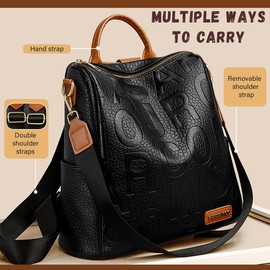 2XK-NOV Backpack Women's Elegant Women's Bags Large Shoulder Bags Modern City Backpack Waterproof Backpack Handbags Black Women Backpacks Backpack Women for Travel, Work, Dating, Shopping, black, One