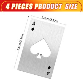 Airoads Ace Of Spades Bottle Opener Credit Card Size Pocker Cap Opener Portable Stainless Steel Can Opener (4 Pack Silver)