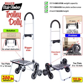 dbest products Stair Climber Bigger Trolley Dolly, Black Grocery Shopping Foldable Cart Condo Apartment 44 Inch