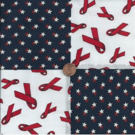 Various Manufacturers All American Red Ribbons 4 inch Cotton Fabric Squares Block AW1.    WAHM