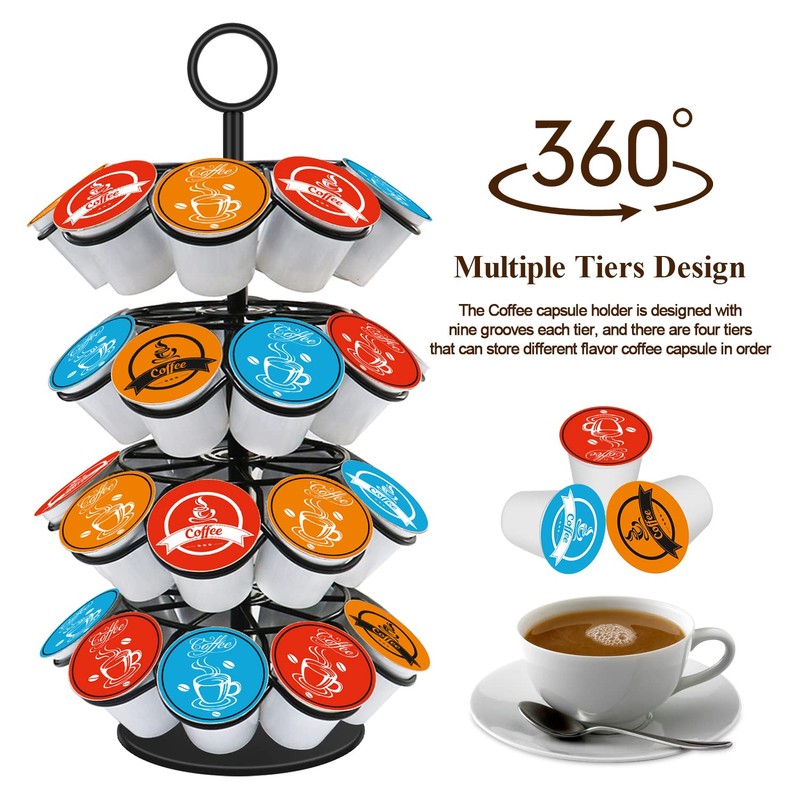 SHURFFY Coffee Pod Carousel Holder Organizer Compatible with 36 Cup