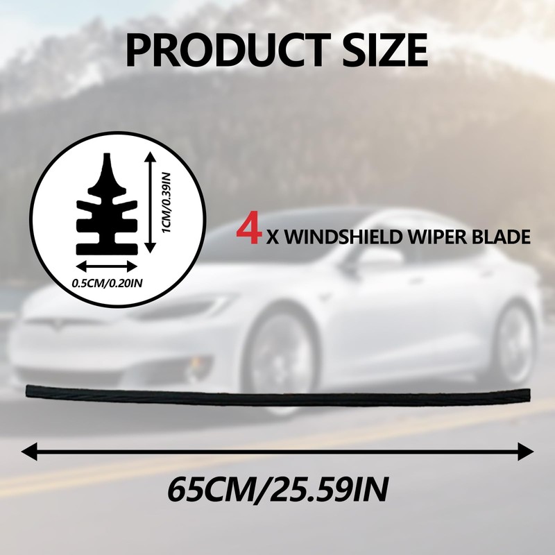 ZOKYUYS 4 PCS Windshield Wiper Rubber Strips, DIY Car Frameless