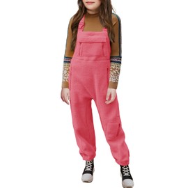 Meikulo Girls Fleece Overalls Kids Warm Winter Loose Casual Jumpsuits with Pockets 5-14 Years