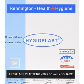 Hygioplast Sterile Stretch Fabric Elastic Plasters, 3.8 x 3.8 cm, Pack of 100