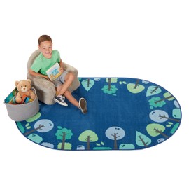 Carpets for Kids 1764 KIDSoft Tranquil Trees Decorative Nursery Room Rug 4ft x 6ft Oval Blue