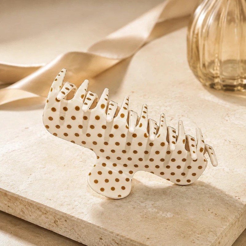 3.8 Inch Polka Dot Acetate Claw Clip for Women Thin