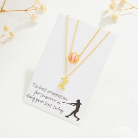 Yuoos Baseball Initial Necklace Baseball Short Pendant Choker Gold A-Z Letter Pendant Necklace Mom Themed Jewelry Gifts Daughter Gifts Graduation Chritmas Birthday (M)