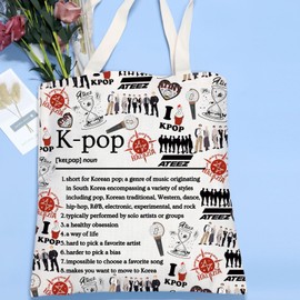 VAMSII Ateezz Kpop Merch K-POP Music Lover Tote Bag K-Pop Group Members Fans Gift Singer Album Inspired Gift (CAAteezzKpop3)