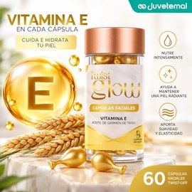 Cápsulas Faciales con Vitamina E y Germen de Trigo, 60 Cápsulas Twist-Off, Nutrición e Hidratación Profunda, Piel Suave y Protegida