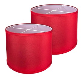 RDI Lampshades Set of 2 Drum Lamp Shade, Medium Fabric Lampshade, 13 x 13 x 10 in (Top x Bottom x Height), Red - Pack of 2, Easy Assembly Required