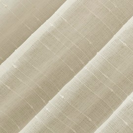 No. 918 Claudia 2-Pack Slub Stripe Linen Texture Rope Tab Semi-Sheer Tie Top Curtain Panel Pair, 50" x 84", Natural Beige
