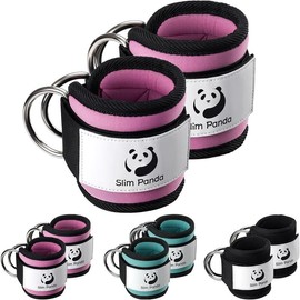 Slim Panda Adjustable Padded Ankle Straps - Fitness Equipment for Cable Machine, Christmas Gifts - Color: Pink, Specification: Pair