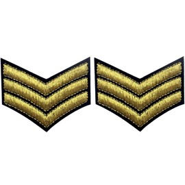 Army Uniform Chevron Sergeant Rank Emblem Military Weapon Shoulder Embroidered Velcro Patch Gold Set of 2