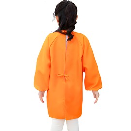 Lauthen.S Kids Art Smocks,Artist Painting Aprons Long Sleeve with Pocket for Toddler 2-4 Years(Orange)