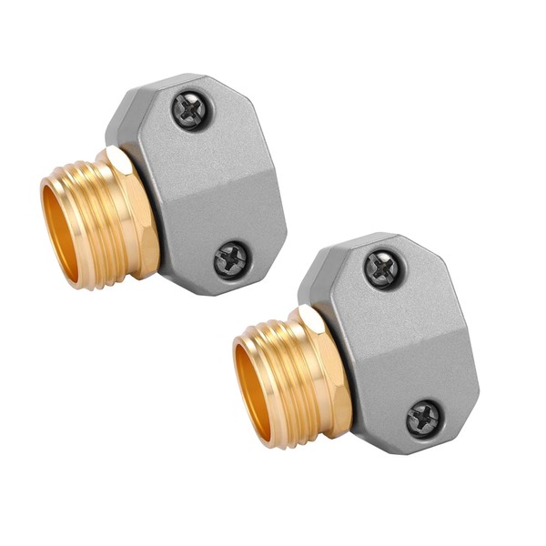 Hourleey Garden Hose Repair Fittings, Aluminum Male Coupling Menders with