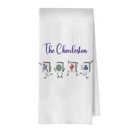 BlissfulAbon Mahjong Gifts Kitchen Towels - Funny Mahjong Lovers Decorative Waffle Dish Towels, Mah Jong Accessories Hand Towel, Mah Jong Tea Towel, 16x24 Inches