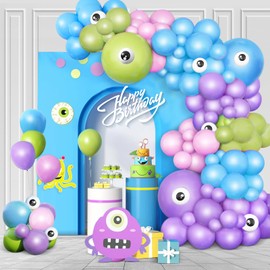 Monster Balloons Arch Garland Kit, Monster Cartoon Inc Balloons Party Decorations, Pink Purple Green Blue Balloons Arch for Monster Theme Birthday Baby Shower Party Decor