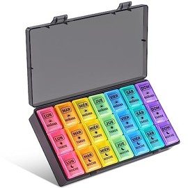 Pastillero Semanal 3 Tomas Español, Opret Pastilleros para Medicamentos de Viaje, Organizador de Pastillas Portatil y Grande con 21 Compartimentos