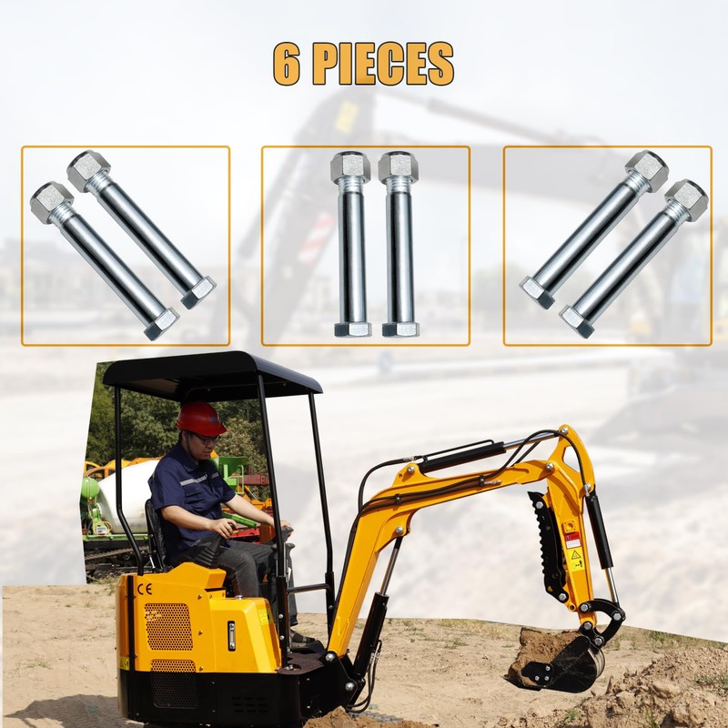 MMS 6 Pieces Mini Excavator Pins, 0.98in/25mm Hole Diameter, Replaceable