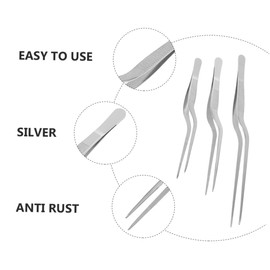 GRIRIW Ergonomic Handle Long Cooking Tweezers Food Tweezers Tongs Stainless Steel