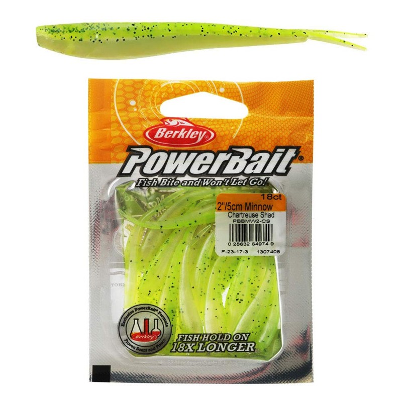 Berkley PowerBait Minnow Fishing Soft Bait, Chartreuse Shad, 2in