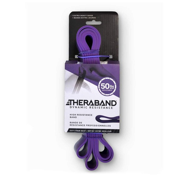 THERABAND High Resistance Band, Elastic Super Bands for Improving Flexibility, Injury Rehab, & Full Body Workouts, Heavy Duty Stretch Bands for Powerlifting, X-Heavy, Purple, 50 lbs. Resistance