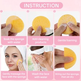 HUAXIN BIOTECHNOLOGY 50-Count Compressed Facial Sponges,100% Natural Cellulose Cosmetic Facial Sponges for Daily Facial Cleansing,Face Scrub Pads,Exfoliating Sponge(Multicolor)