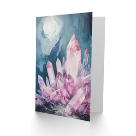 Artery8 Rose Quartz Crystal Pink Mystical Landscape Greeting Birthday Card Him Her All Blank