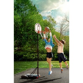 Play22 Kids Adjustable Basketball Hoop Height 5-7 FT - Portable Basketball Goals for Kids Teenagers Youth and Adults with Stand & Backboard Wheels Fillable Base - Great Indoor Outdoor Play