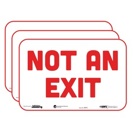BeSafe Messaging "Not an Exit", 3-Pack 9"x6", Bright Bold Red, Repositionable Wall Sign,Tear-Resistant, Notice Safety Signs, Home, Safety, Office, Warehouse Decals