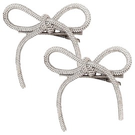 UEIOAVL Haarklammern, 2 Stück Haarspangen mit Diamantschleife funkelnde Kristallhaar-Accessoires für Hochzeit Abschlussball Geburtstag Weihnachtsfeier (weiß)