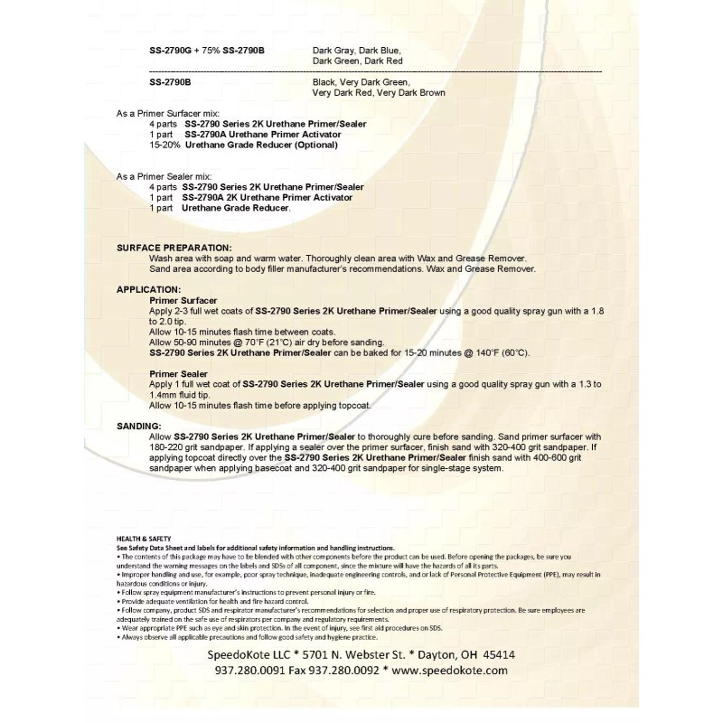 speedokote Super Fill High Build 2K Urethane Primer WHITE Quart