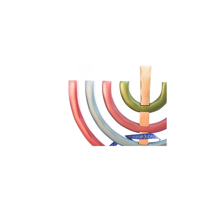 Yair Emanuel Anodized Aluminum Hanukkah Menorah with Bright Colors