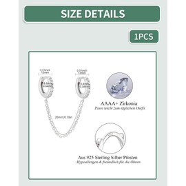 KGDUYC Earrings 925 Silver for Women Girls 14K Gold-Plated Double Piercing Stud Earrings Hoop Earrings with Chain, Hypoallergenic Zirconia Earrings Silver Hanging for Multiple Ear Holes Cartilage