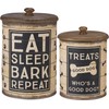 Primitives by Kathy Rustic Treat Tin, 2-piece, Sleep, Bark, Repeat