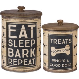 Primitives by Kathy Rustic Treat Tin, 2-piece, Sleep, Bark, Repeat