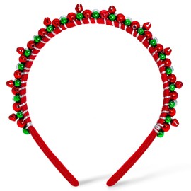 yfstyle Christmas Bell Headband Christmas Headbands Outfits for Women Red Green Beads Jingle Bells Hair Accessories New Year Gifts Red