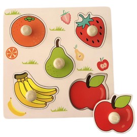 DELUXEFOX Wooden Puzzle, Molding Puzzle, Baby Montessori Educational Toys, 1, 2, 3 Years Old, Early Development, Shape Matching, Shape Recognition, Color Sensory, Brain Training, Toy for Fruits,