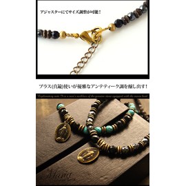 2PIECES PE1850 Men's Natural Stone Power Stone Necklace, Turquoise, Hematite Maria