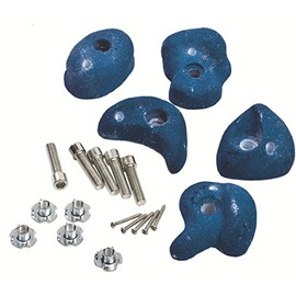 Blue Climbing Stones Grips Set of 5 Pieces + Hardware for Kids Climbing Frames or Tree Houses.