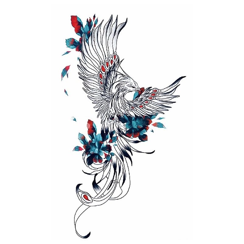 2 Sheets Dragon Tattoo Phoenix Tattoo Temporary Tattoo Arm Tattoo