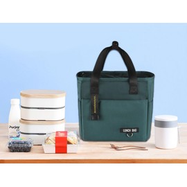 FAVORTALK Cool Bag Insulated Lunch Bag - Lunchbag for Women Men Work Adult Waterproof Cool Bag with Handle Portable Lunch Box Container Ladies Lunch Tote - Small Green