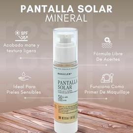 Pantalla Solar Facial Mineral de Alta Protección 50ml | Protección Uva | Uvb Amplio Espectro | Efecto Matificante