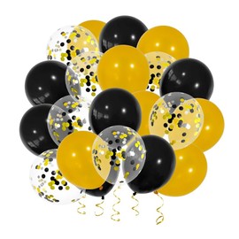Black Gold Confetti Balloons, 40pcs 12 Inch Black Gold Party Balloons,Natural Latex Balloons for Men Women Girls Jungle Birthday, Wedding, Bridal Shower, Graduation, Casino Theme Party Decorations