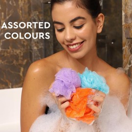 Mesh Loofah Sponges, 8-Pack Small Loofahs for Kids Colorful Sponges Mesh Pouf Resuable Shower Sponges Loofah Bath Ball Back (8 Pack)