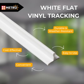 Sliding Door Bottom Track - Replacement Sliding Screen Door Track System - Easy Assembly Sliding Door Hardware & Replacement Tracks - Modern Flat White Vinyl Bottom Tracks - 36 in, 2 Pieces