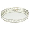 Oval Silver Mirrored Decorative Tray with Gemstones