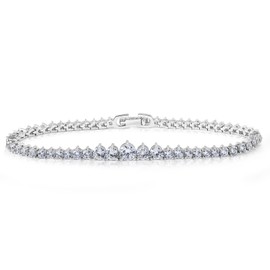 Kose Crown Tennis Bracelet 14K White Gold Plated 3mm Cubic Zirconia Womens Tennis Bracelet Size 6.5/6.75/7/7.25/7.5/8