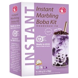 O's Bubble Instant Marbling Boba Tea Kit Taro (4 x 60 g) | Bubble Tee | With Tapioca Beads and Straw